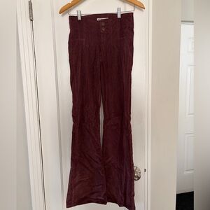 Free People Maroon Corduroy Flare Pants